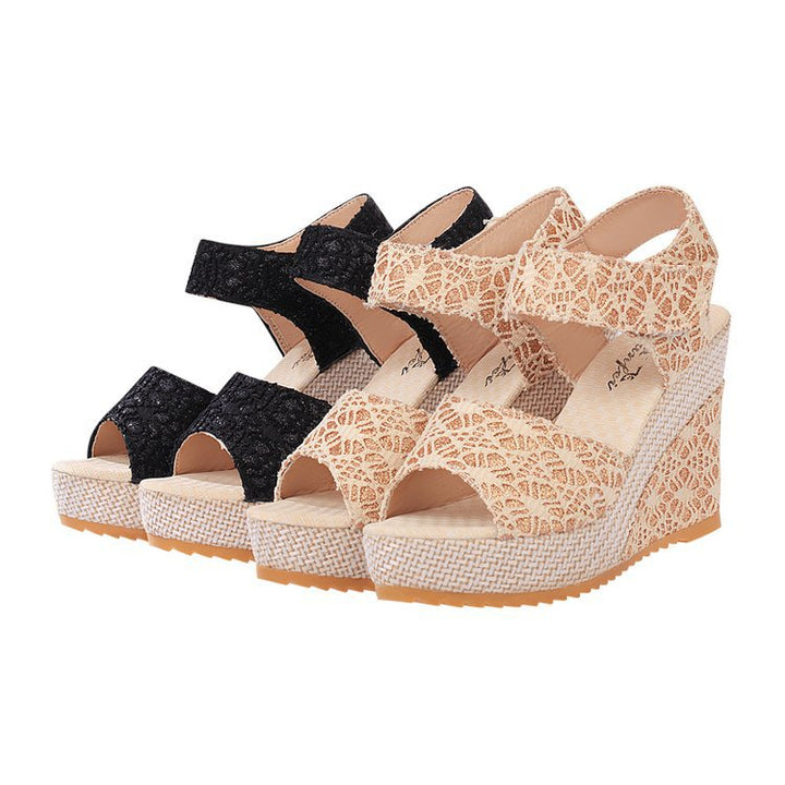 Dame Wedge Sandaler med blomsterdesign og justerbare remme Stilla