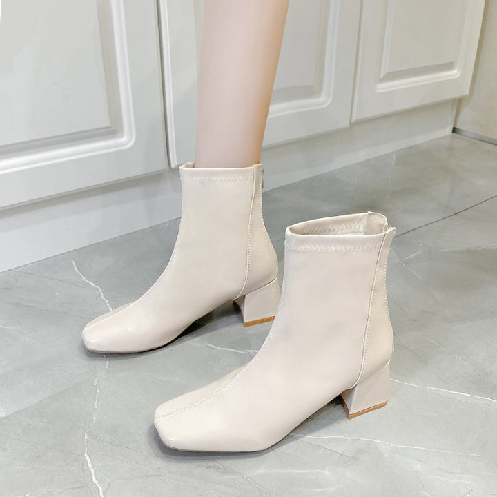 Dame Ankle Boots med spids tåområde og komfortabel blokhæl Stilla