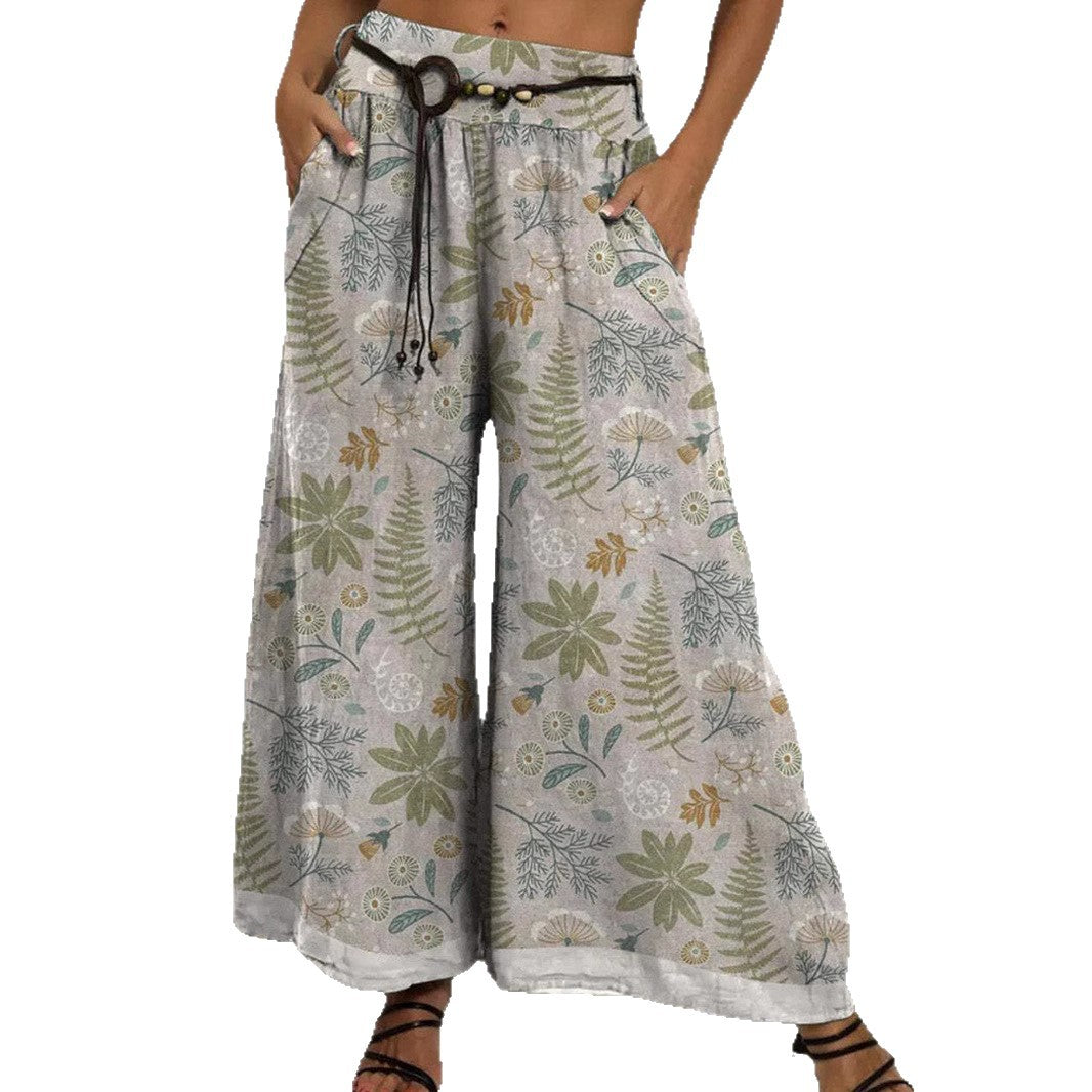 Dame Relaxed Fit Floral Bred Bukser Stilla