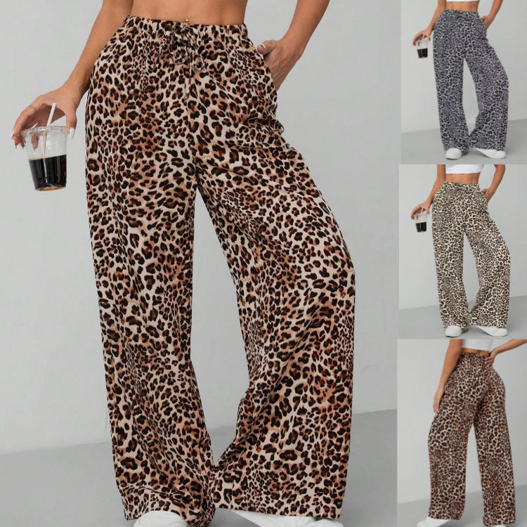 Dame Relaxed Fit Leopardmønster Palazzo-Bukser Stilla