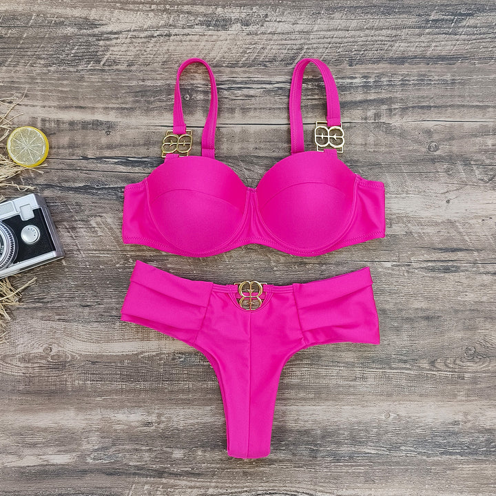Dame bikini-sæt med elegant push-up BH og moderne højt skårne trusser Stilla