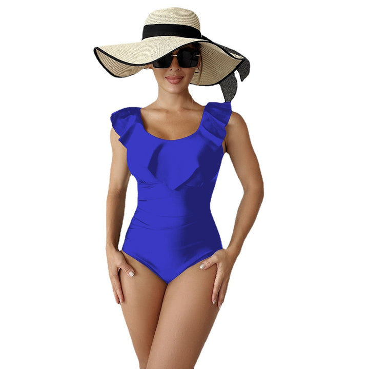 Dame one-piece badedragt med voluminøse flæser og elegant snit Stilla