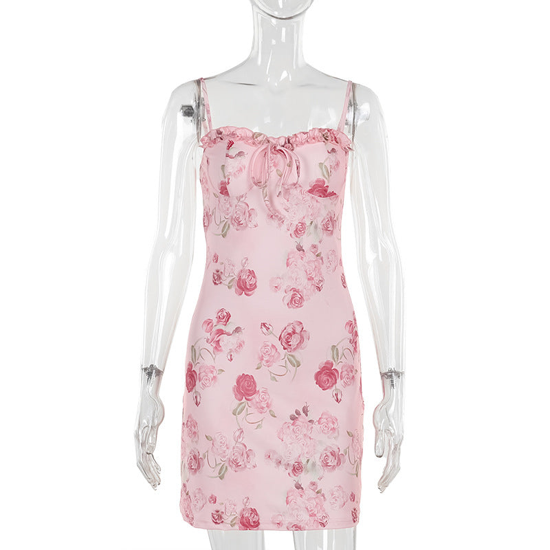 Dame Sommerlig Minikjole med elegant blomsterdesign Skovae