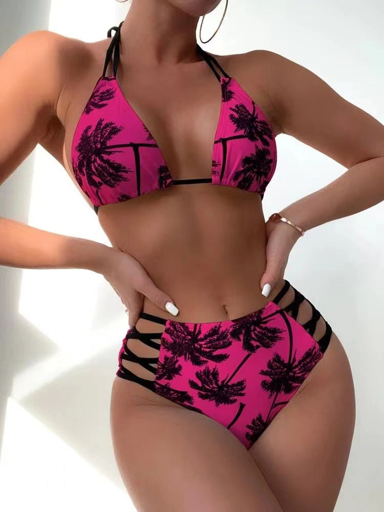 Dame Triangel-Bikini med raffineret snit og legende palmeprint Stilla
