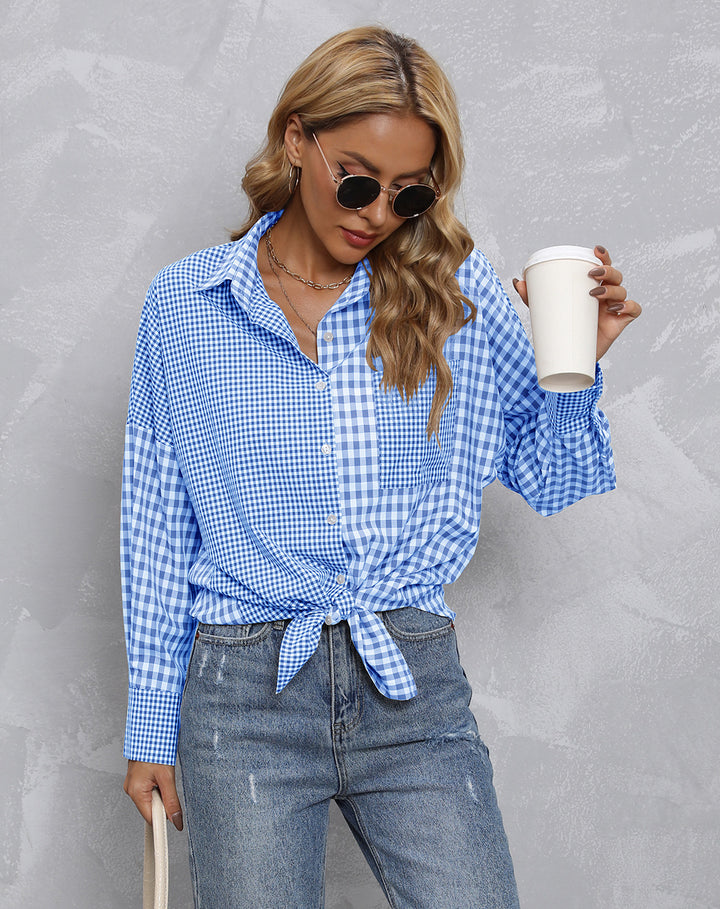 Dame Karo Skjorte i moderne Oversize-stil Stilla