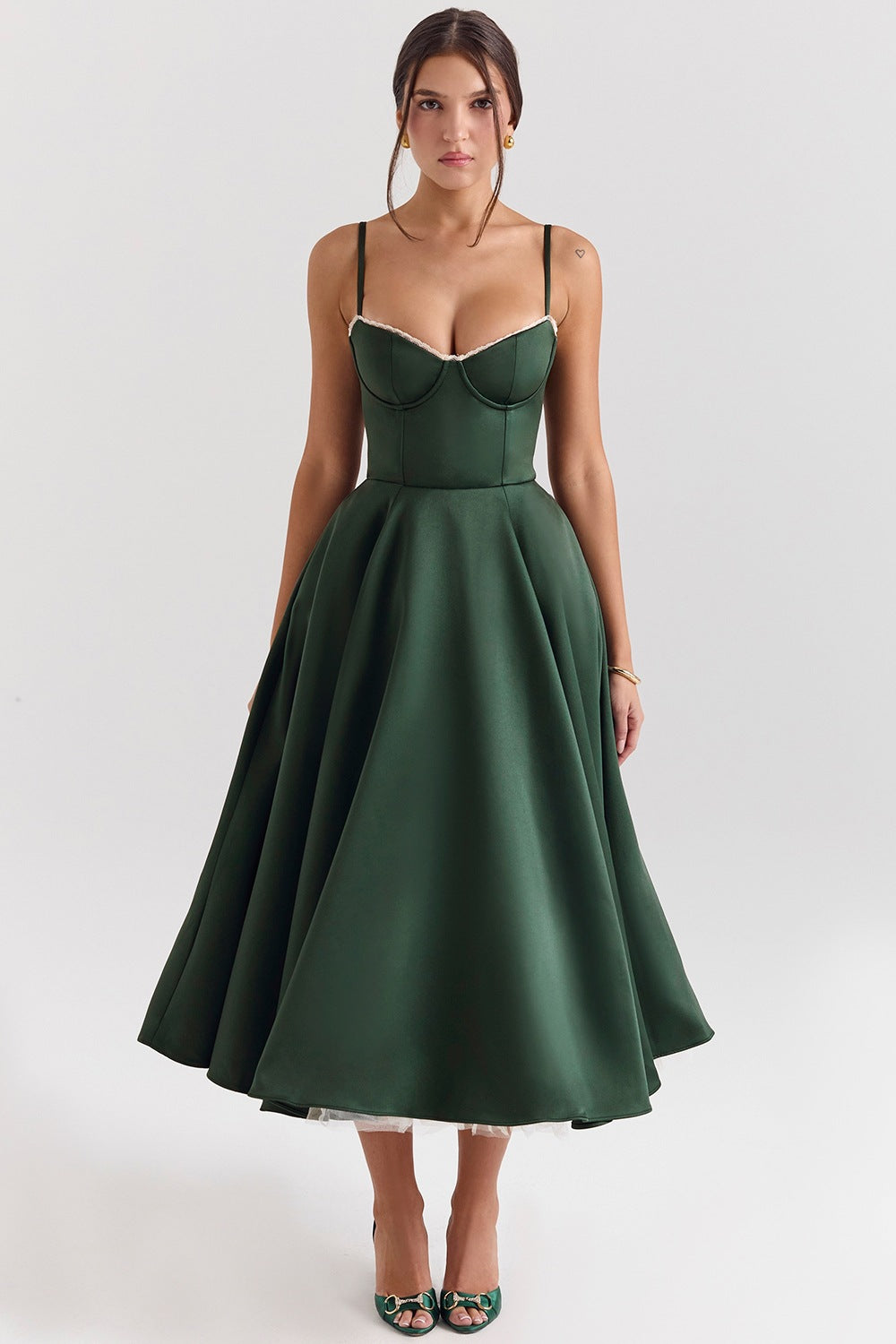 Damer elegant Cocktailkjole med A-linje og fine spaghetti stropper Stilla