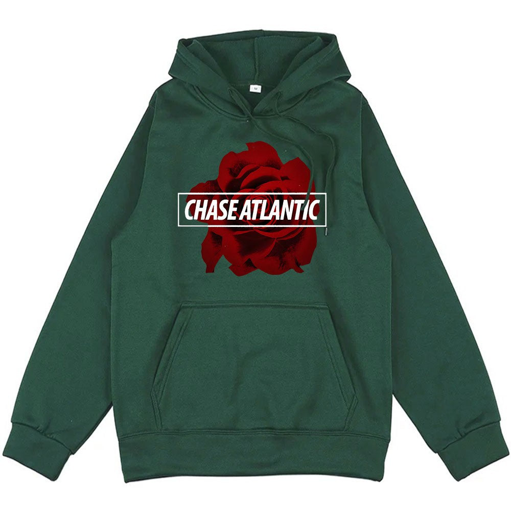 Dame hoodie med romantisk rose design Skovae