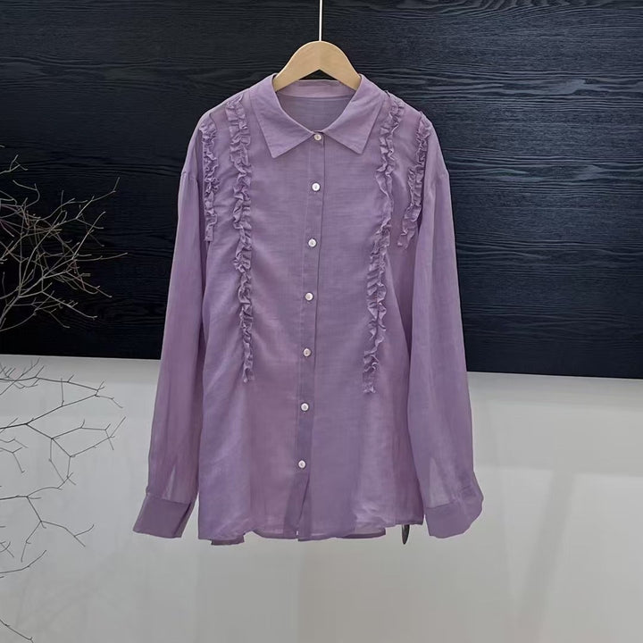 Femme Flæse Detalje Langærmet Bluse Stilla