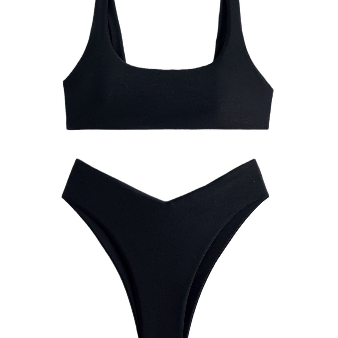 Dame Bikini-sæt med moderne ternet mønster og højt skårede trusser Stilla