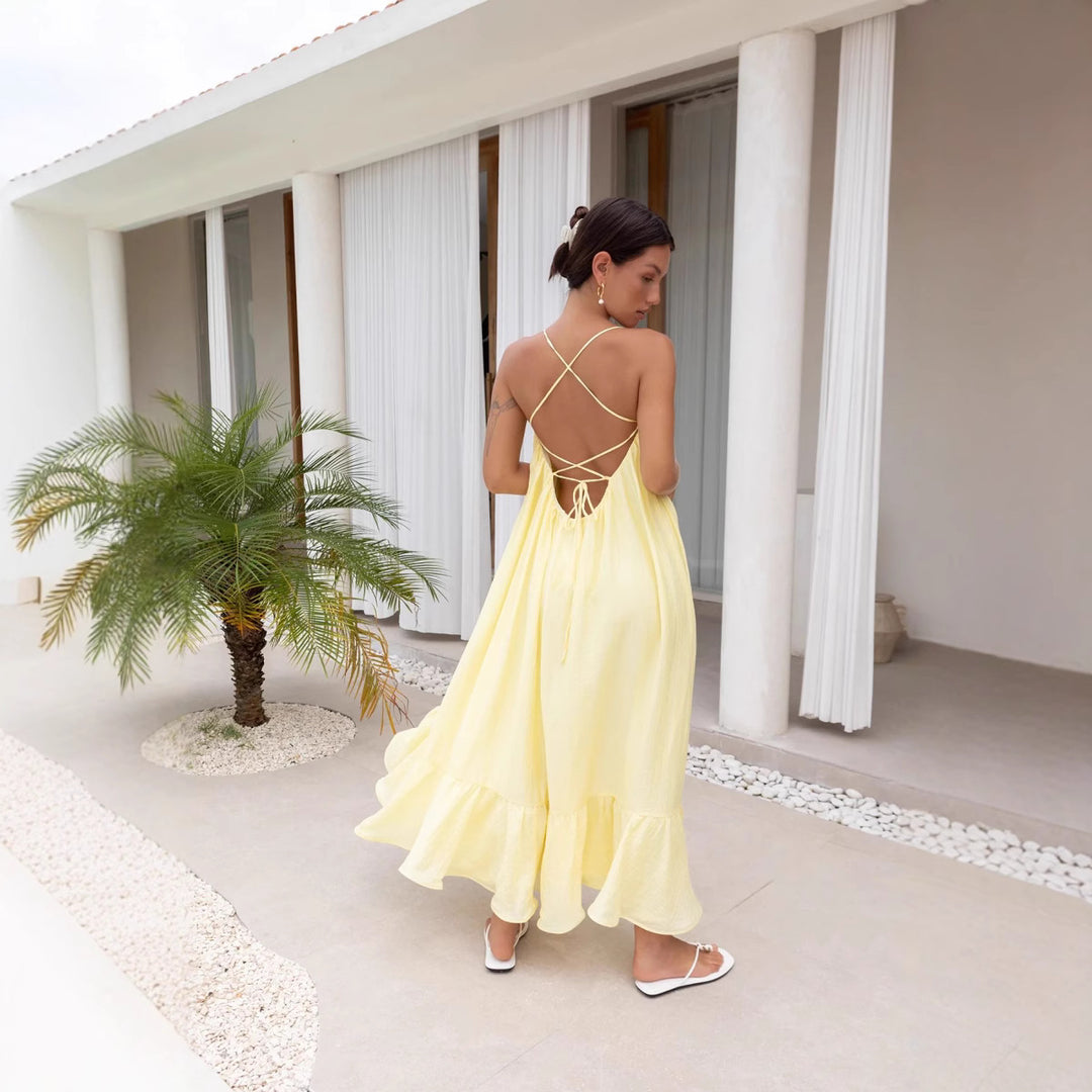 Femme Maxi Kjole med justerbare stropper Stilla