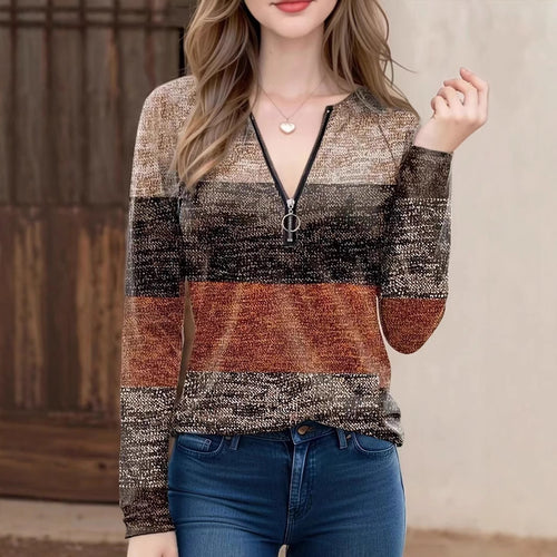 Dame sweater med lynlås og struktureret design Stilla
