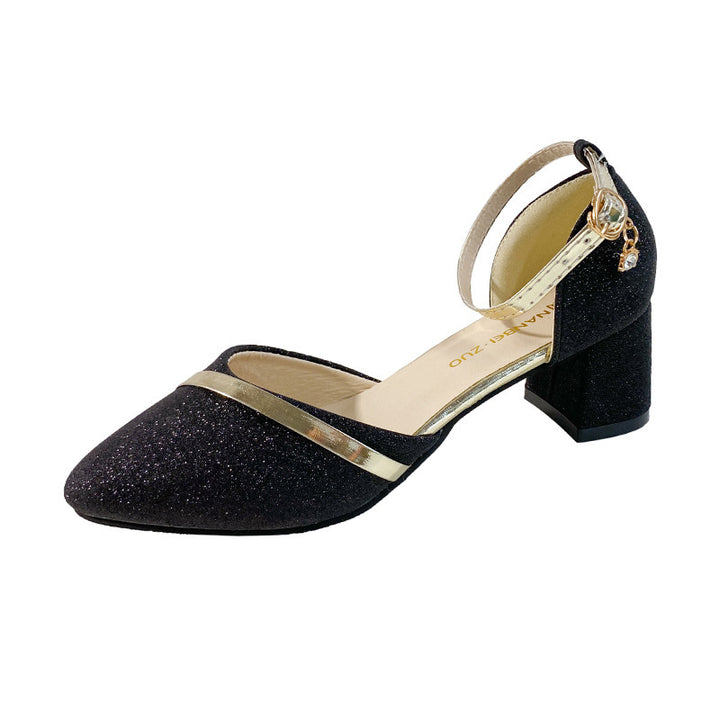 Dame Glamourøse Slingback-pumps med glitrende overdel og dekorativ båndudsmykning Stilla