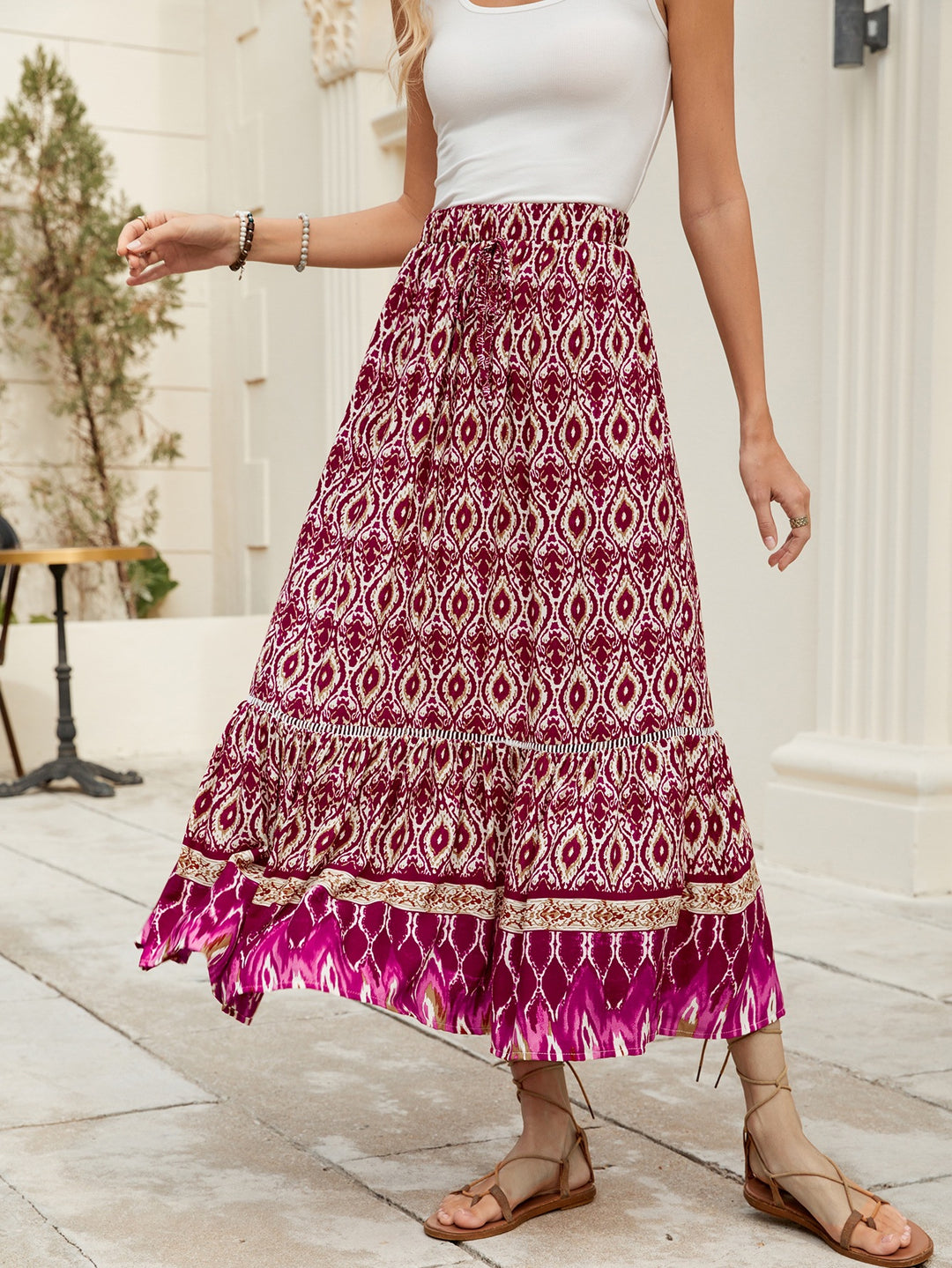 Kvinder Bohemian Floral Maxi Nederdel Stilla