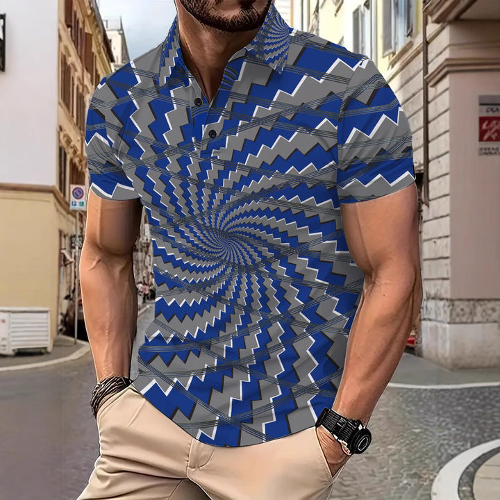 Herrer Poloshirt med kreativt spiralformet design og åndbare egenskaber Stilla