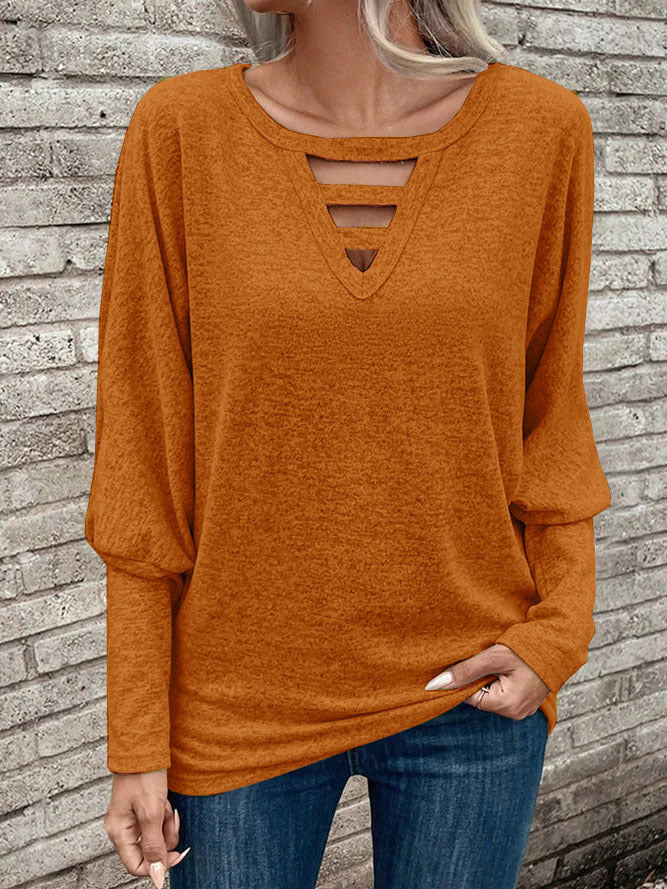 Dame longsleeve med unik udskæring Stilla