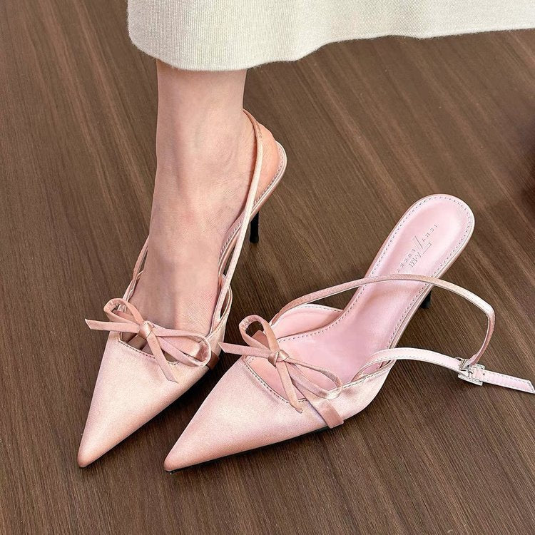 Damer Slingback Pumps med fin bue dekoration og elegant spids Stilla