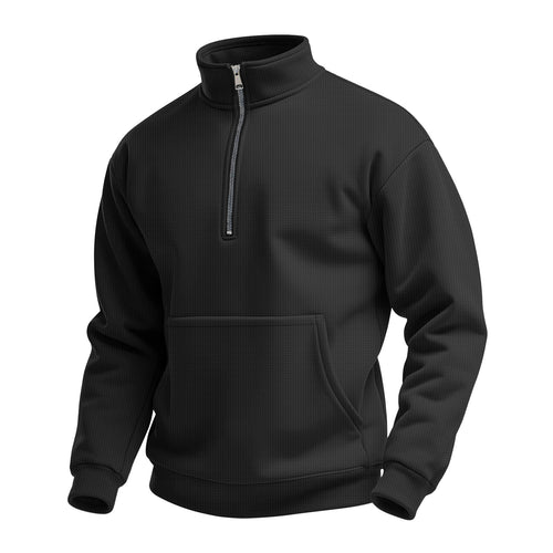 Herrer fleece-pullover med stålkrave og lynlås Stilla