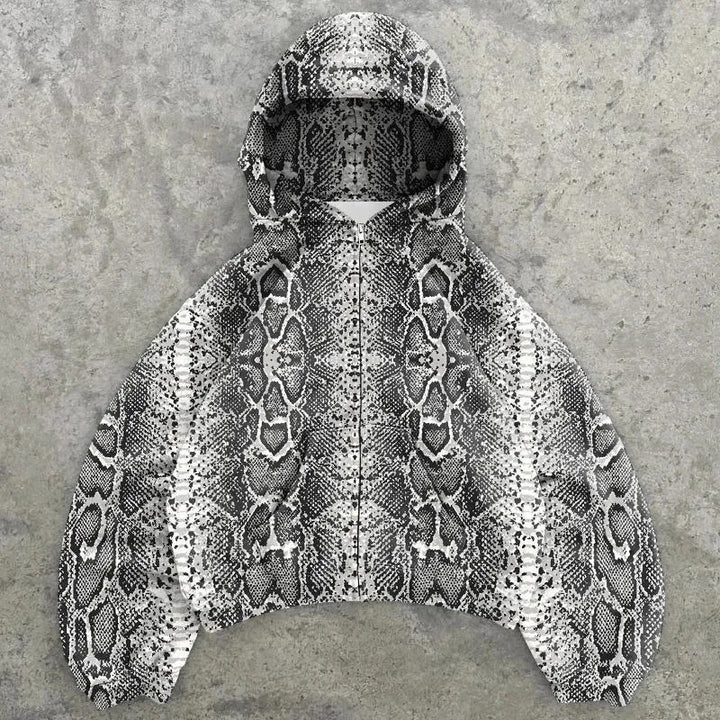 Femme Cropped Camouflage Zip-Up Hoodie Stilla