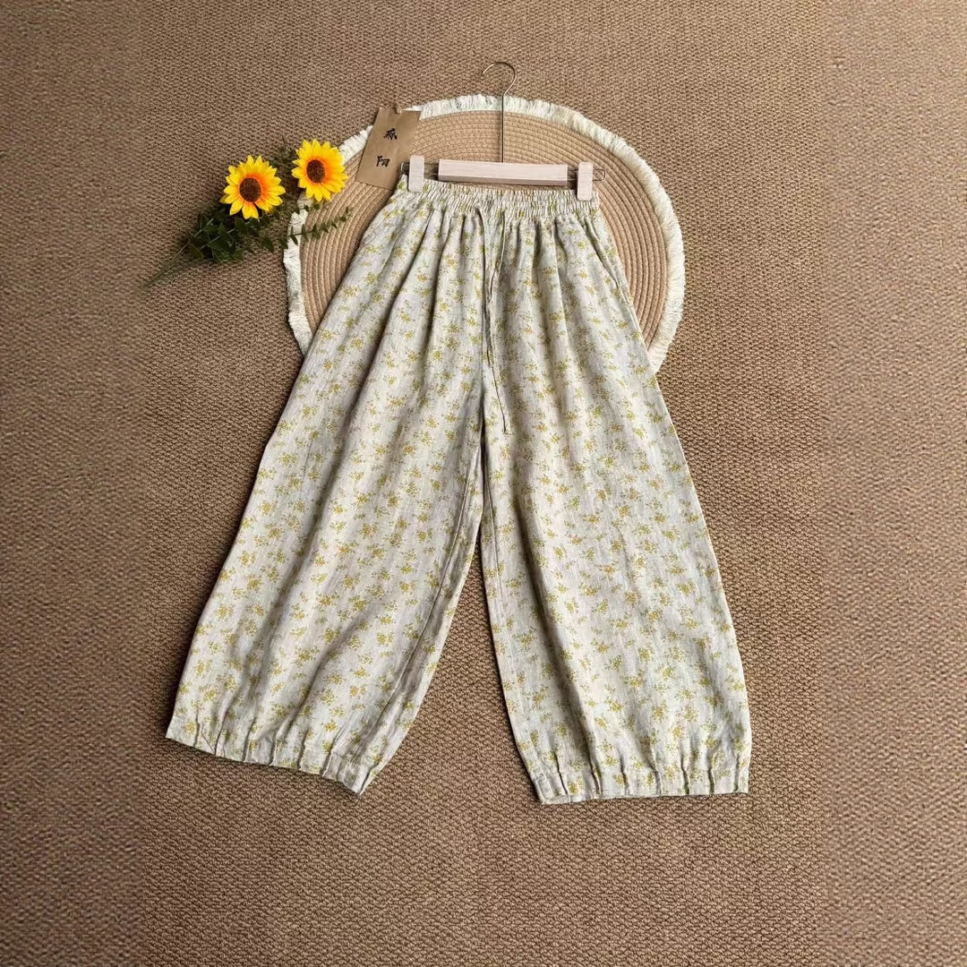 Dame Højttaljede Floraltryk Casual Culottes Stilla