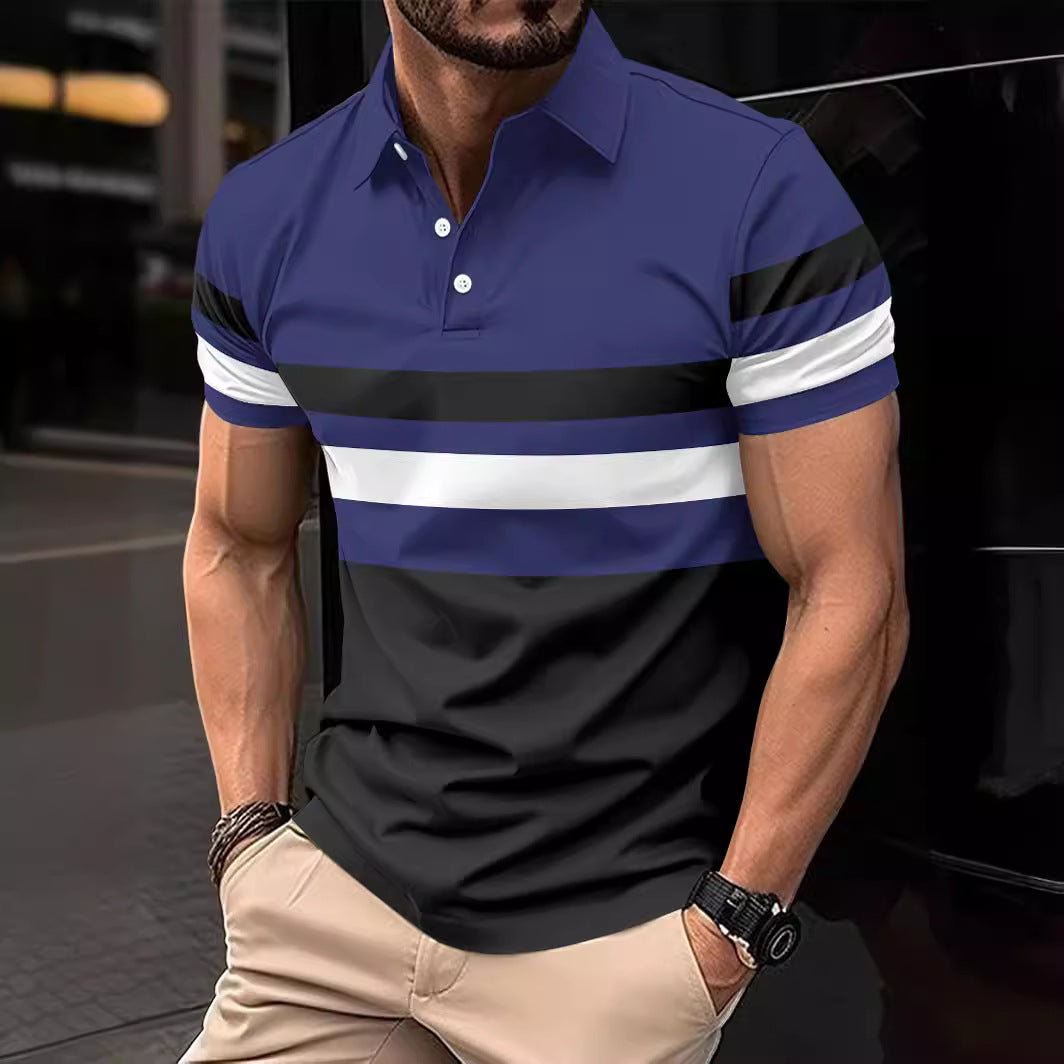 Herrer Trendy Stribet Aktiv Polo-Skjorte Stilla