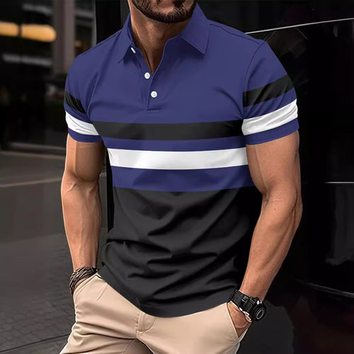 Herrer Trendy Stribet Aktiv Polo-Skjorte Stilla