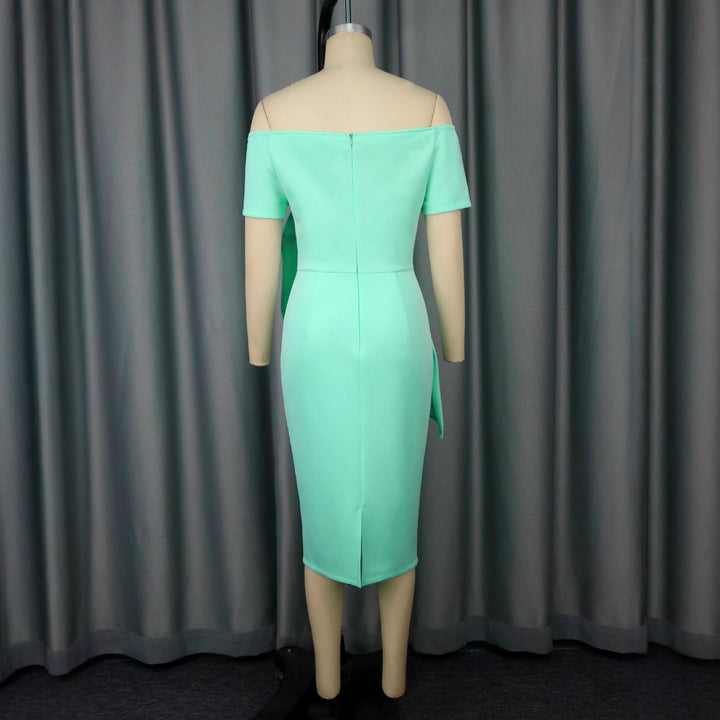 Dame Elegant cocktailkjole med asymmetrisk draperingsdesign Skovae