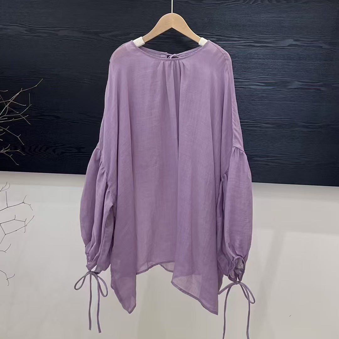 Femme blød stof ballonærmer bluse Stilla