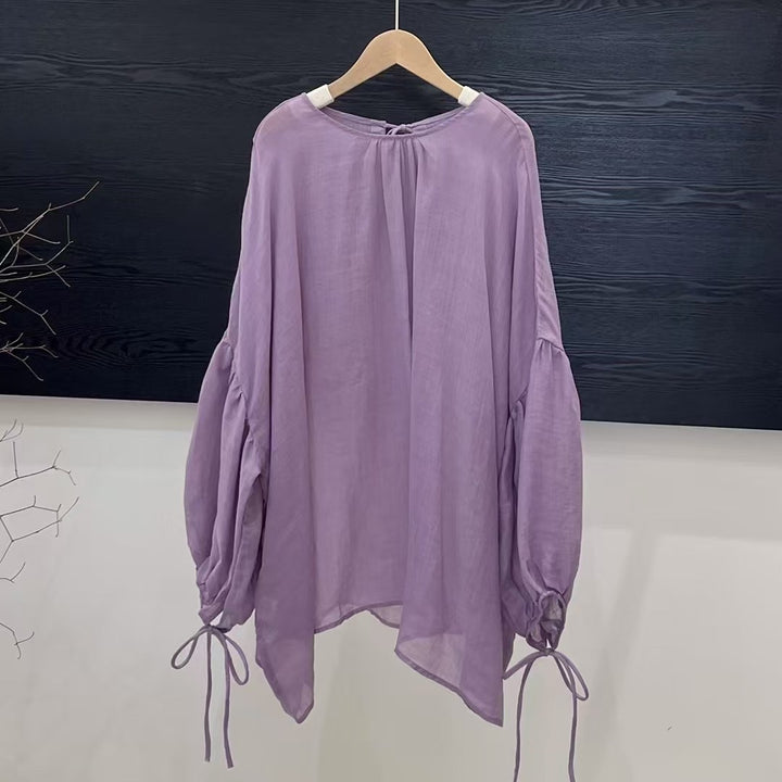 Femme blød stof ballonærmer bluse Stilla