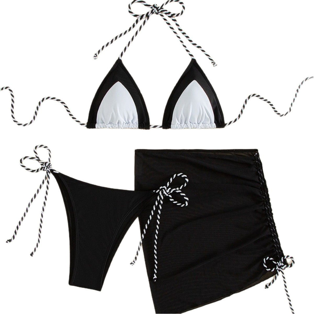 Damens Triangel-Bikini med asymmetrisk design og justerbare bånd Skovae