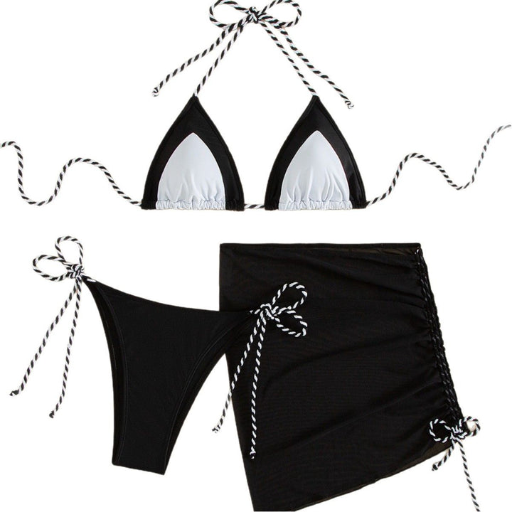 Damens Triangel-Bikini med asymmetrisk design og justerbare bånd Skovae