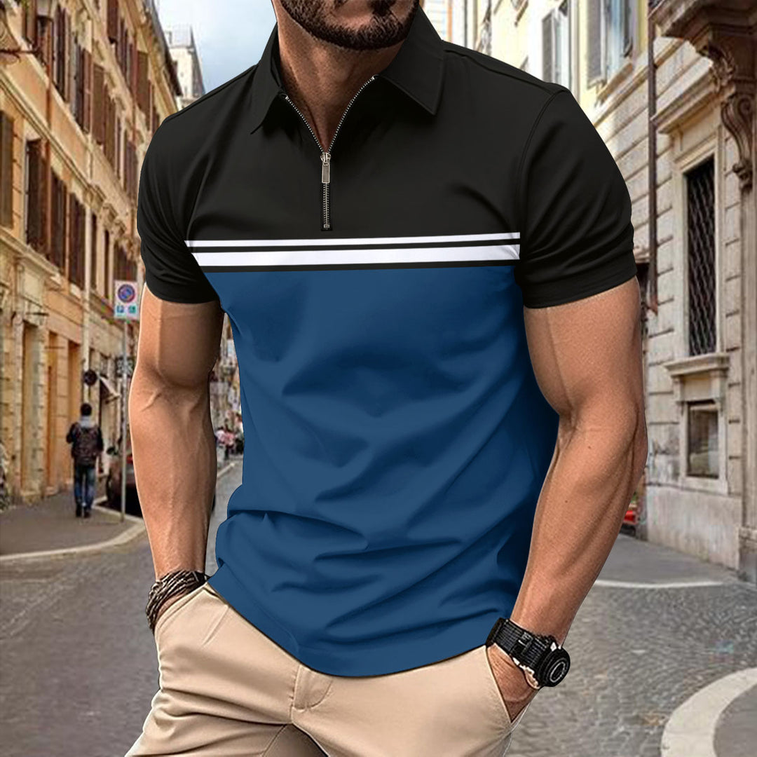 Herrer Sporty Poloshirt med moderigtige lynlås Stilla
