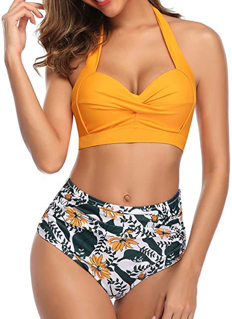 Damer Højskåret Bikini med elegant Faldfront og justerbare Stropper Stilla