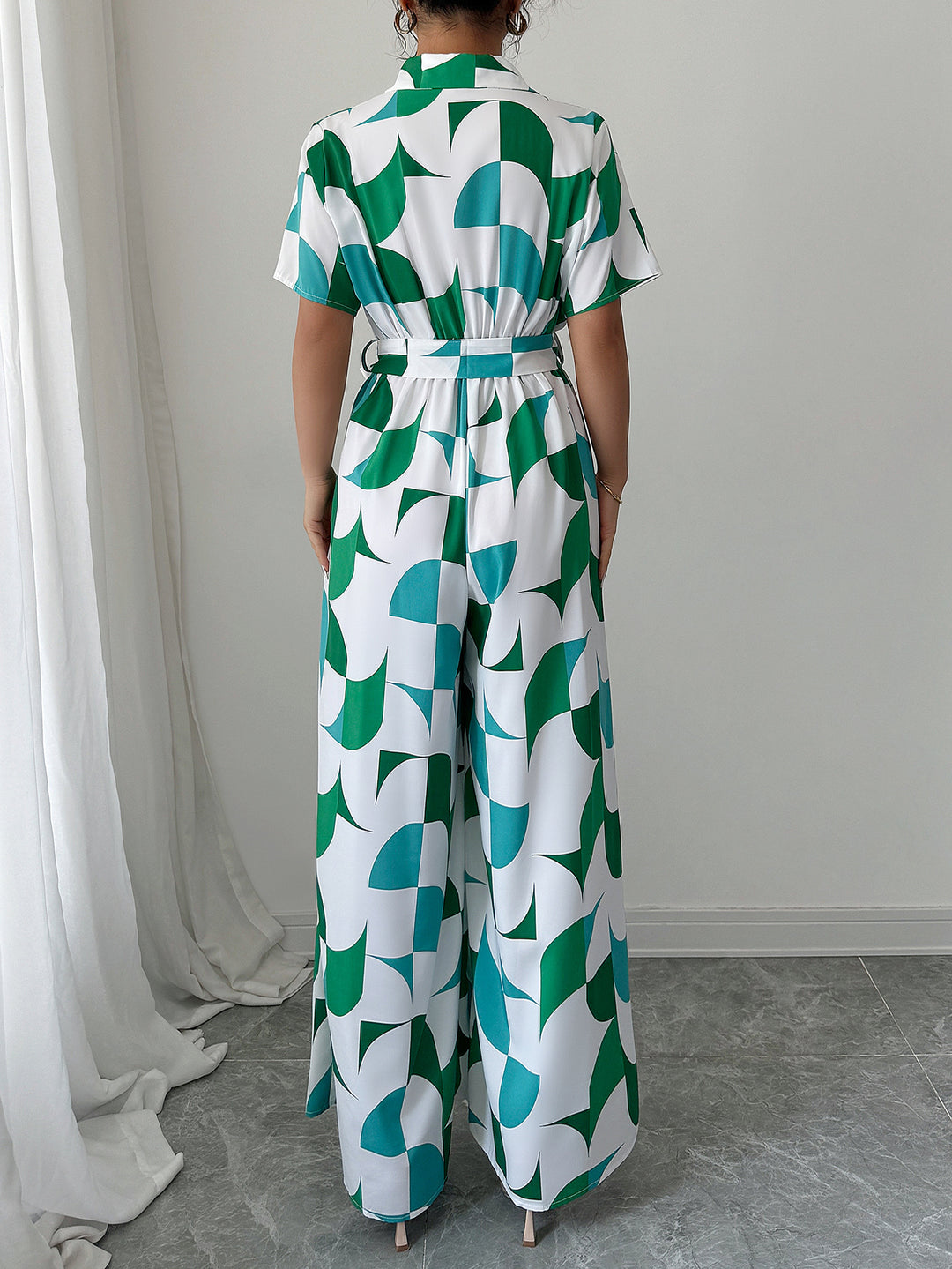 Dame Maxi-Overall med moderne geometrisk mønster Stilla