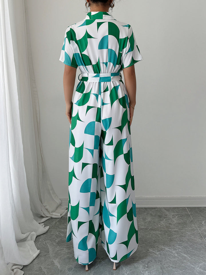 Dame Maxi-Overall med moderne geometrisk mønster Stilla