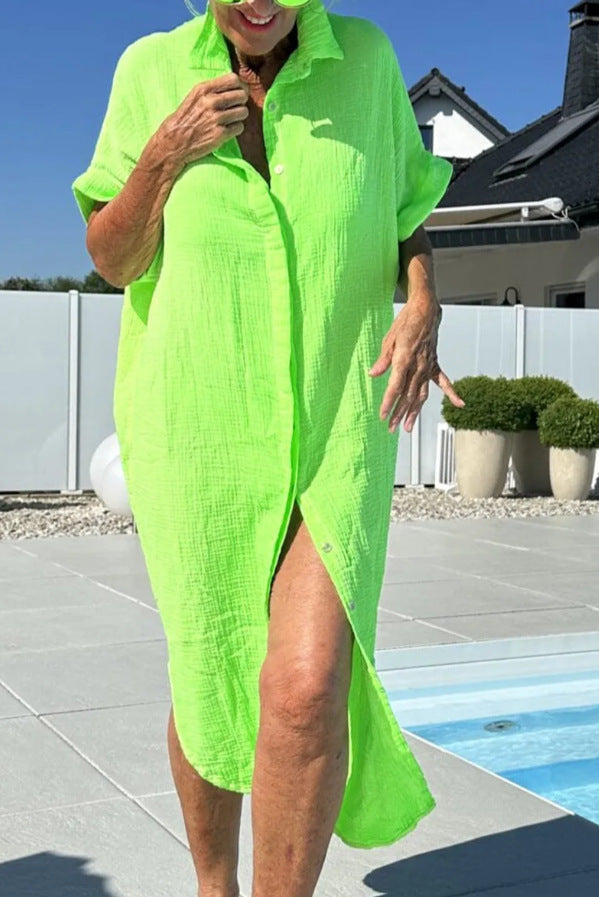 Damer Let bomulds Button-Up overkjole Stilla