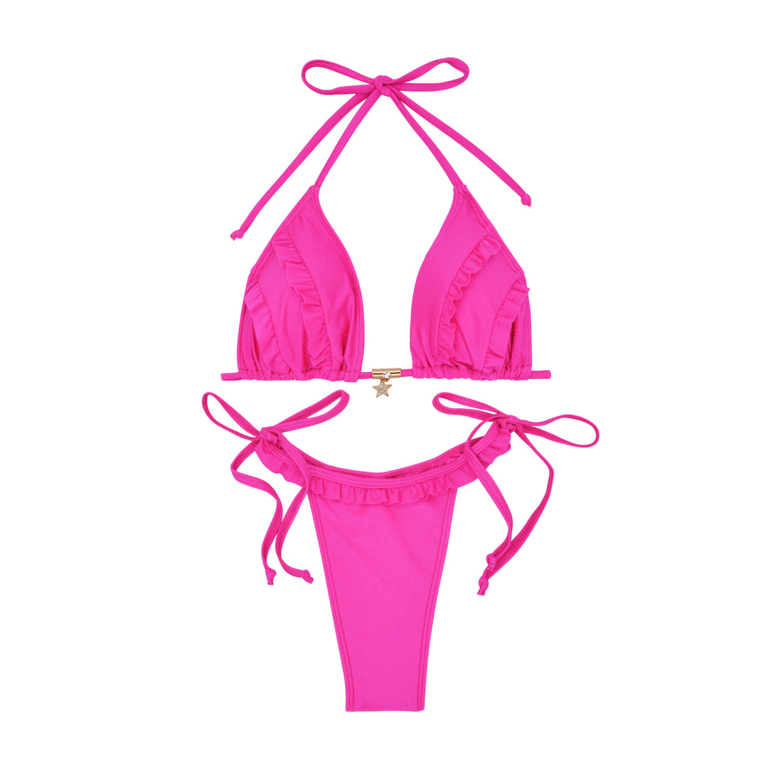 Dame Bikini-sæt med glade flæse detaljer og justerbare bånd Stilla