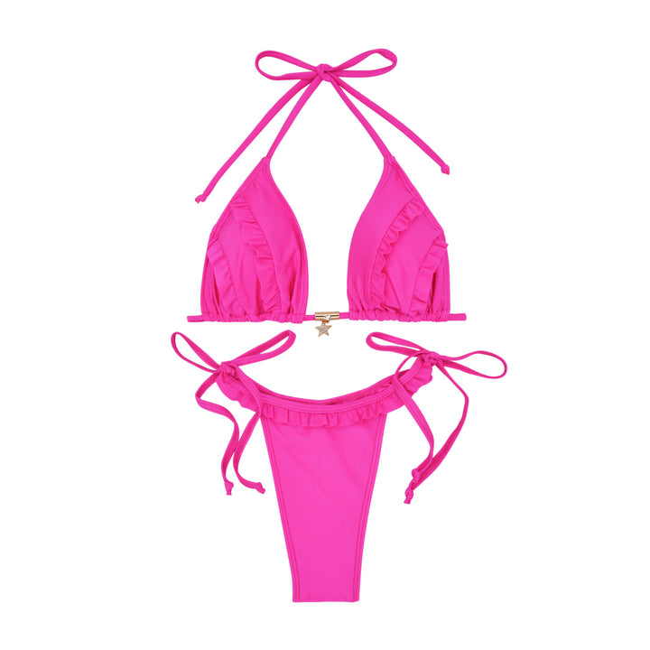 Dame Bikini-sæt med glade flæse detaljer og justerbare bånd Stilla
