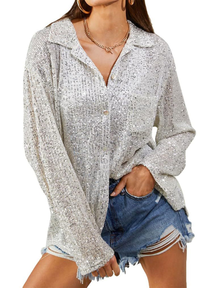 Dame Mode Bluse med Glimmer og løs pasform Stilla