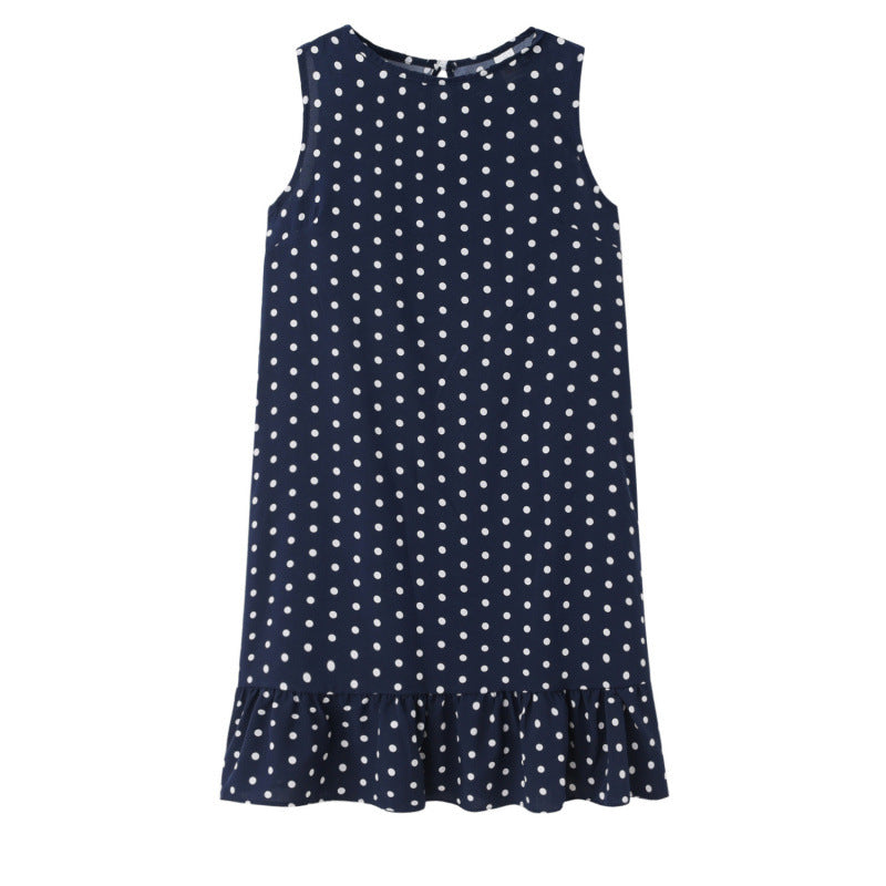 Femme Leges Polka Dot Shift Kjole med Flæsekant Stilla