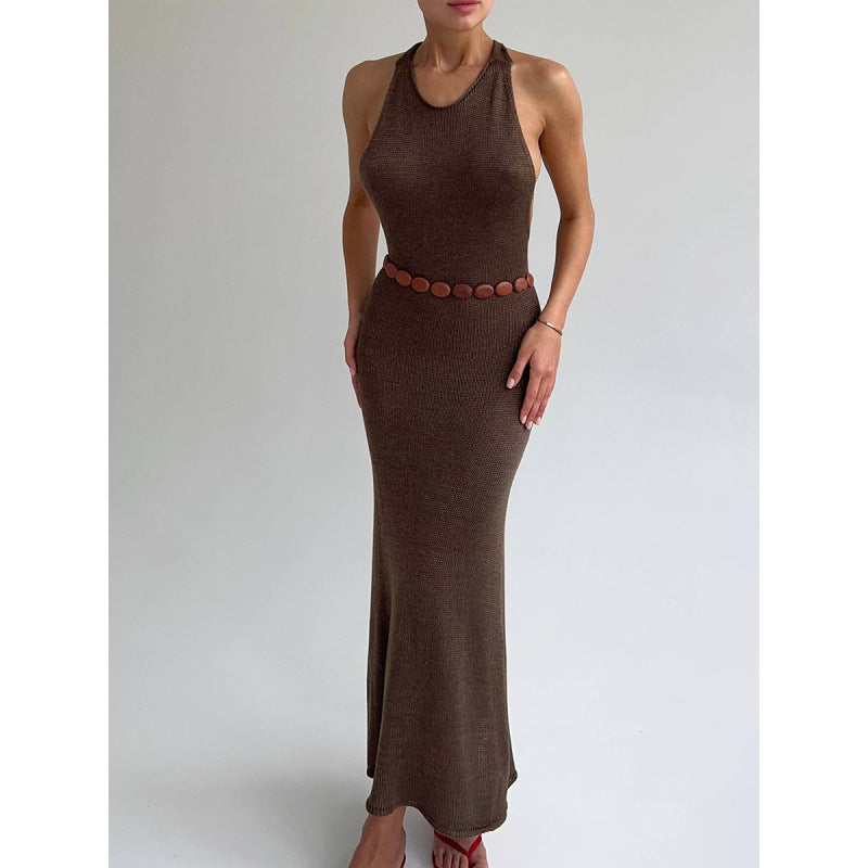 Damen Figurbetontes Maxikleid mit eleganter Raffung Skovae