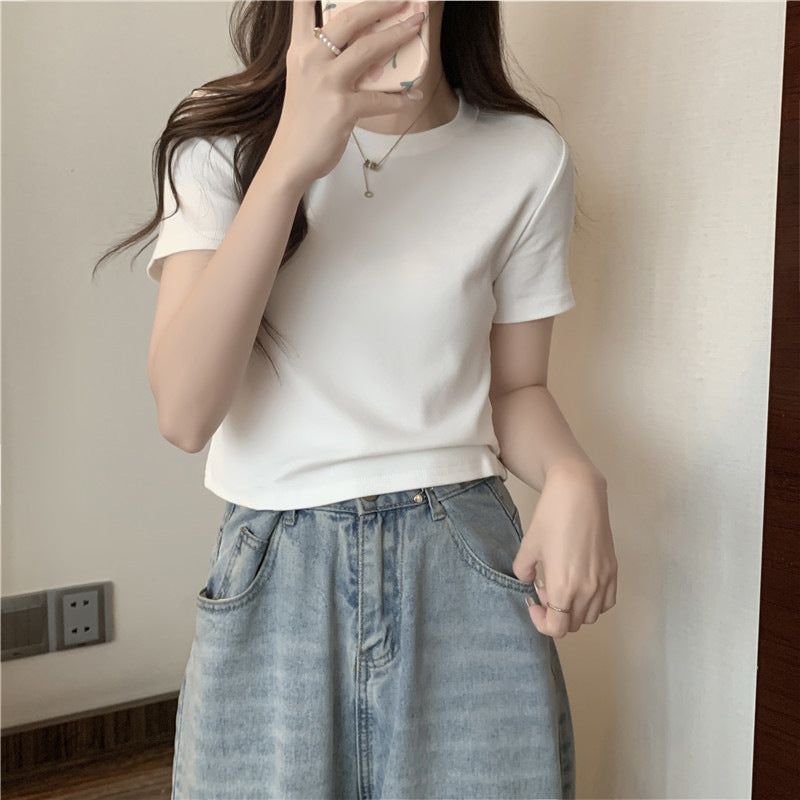 Femme Soft-Cotton Rundhals T-Shirt Stilla