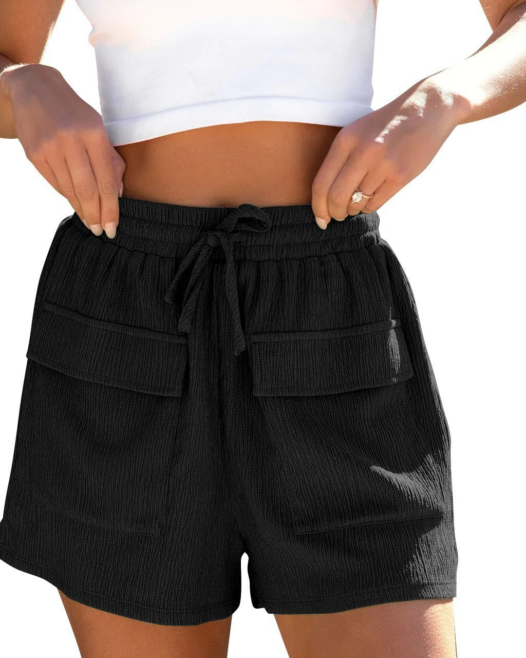 Dame fritidsshorts med praktiske sidelommer og elastisk linning Stilla