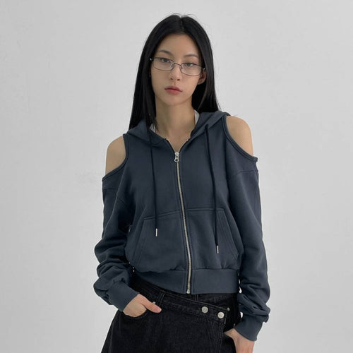 Dame mode cropped hoodie med udsnit ærmer Stilla