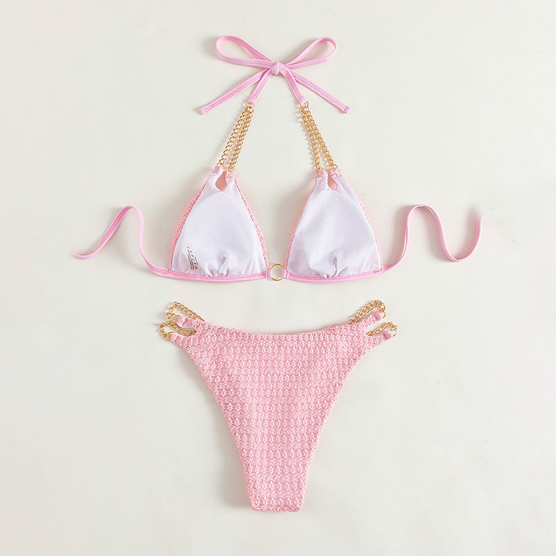 Dame triangle-bikini med kædeaccenter og raffineret design Skovae