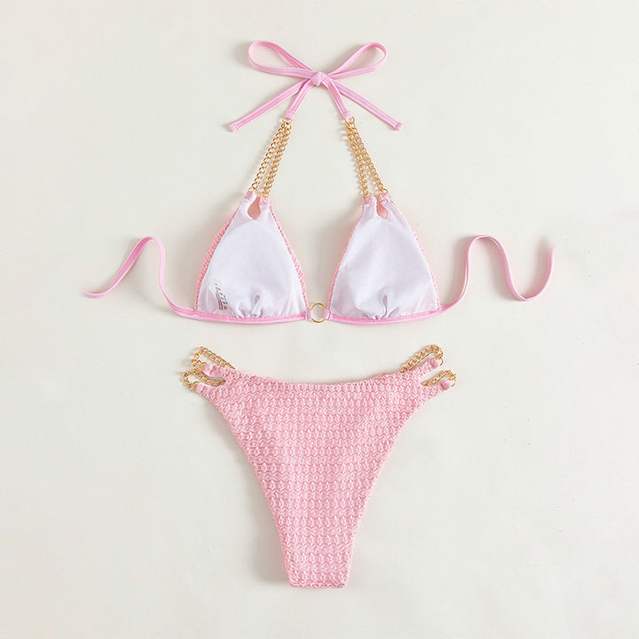 Dame triangle-bikini med kædeaccenter og raffineret design Skovae