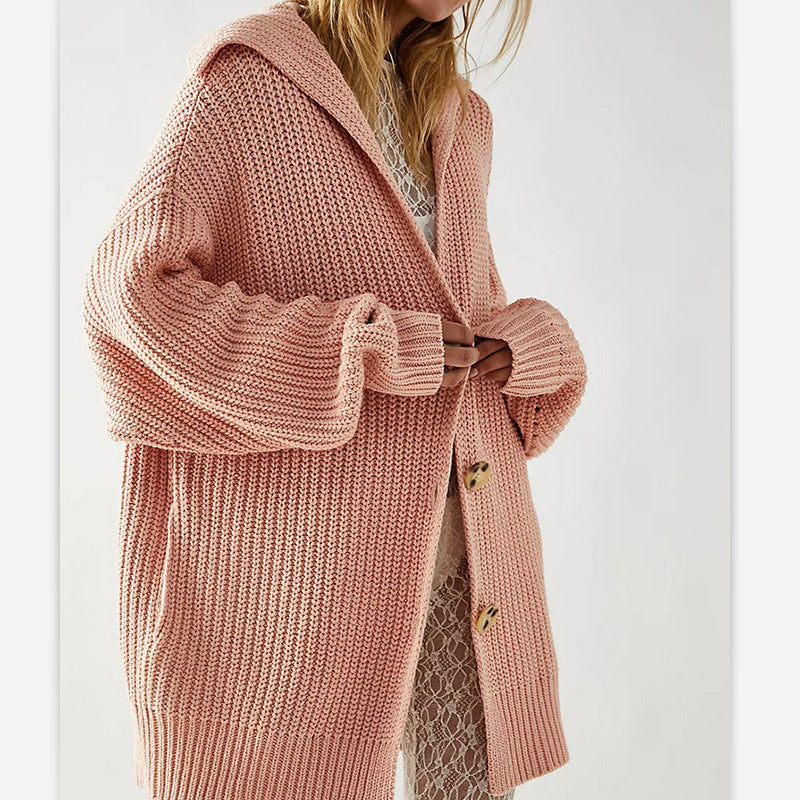 Femme Cozy Strik-cardigan med overdimensioneret hætte Stilla