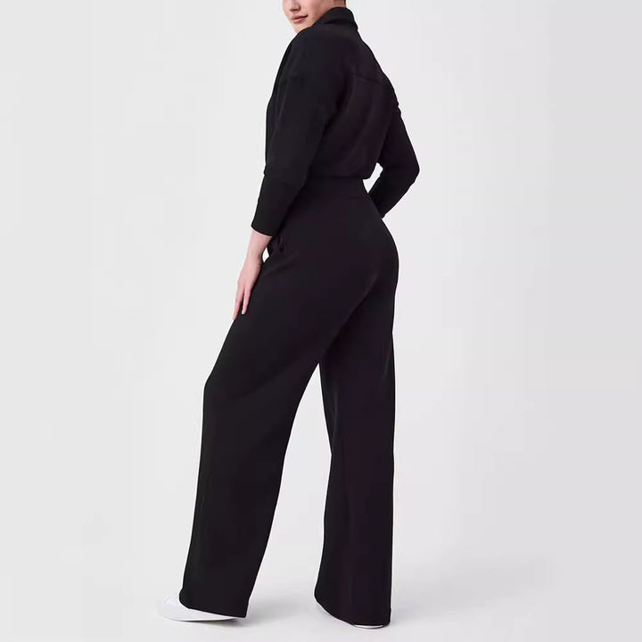 Dame afslappet jumpsuit med høj krave og sidelommer Stilla