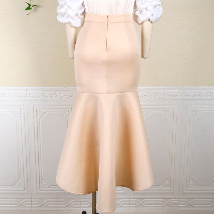 Dame blyantskirt med elegant flæse Skovae