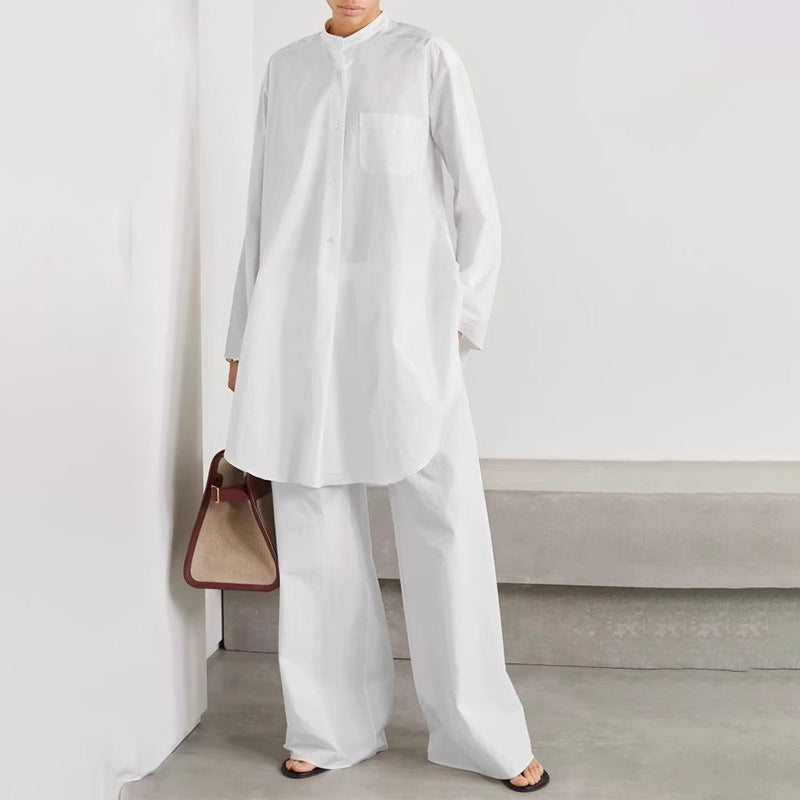 Kvinders Mode Bluse med Rund Krave og Asymmetrisk Snit Stilla