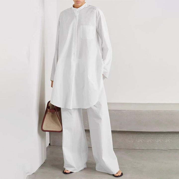 Kvinders Mode Bluse med Rund Krave og Asymmetrisk Snit Stilla